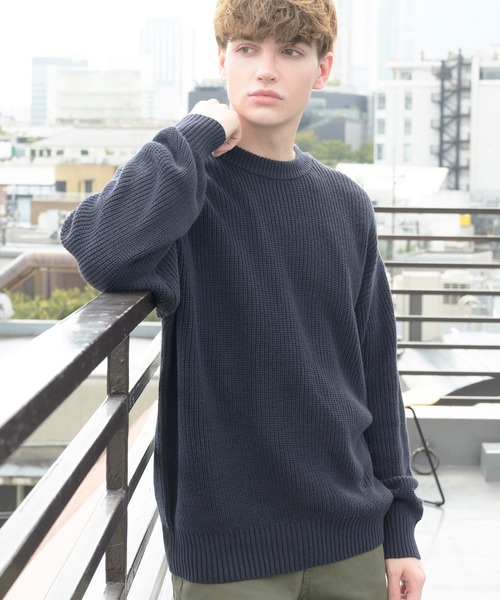 ８(eight)（エイト）の「畦編みざっくりクルーニット（ニット/セーター・メンズ・ホワイト/ライトグレー/ブラック/ダークブラウン/ネイビー/グレー系その他/ケリー/グレイッシュベージュ・X-LARGE/MEDIUM/LARGE）」の8枚目の写真