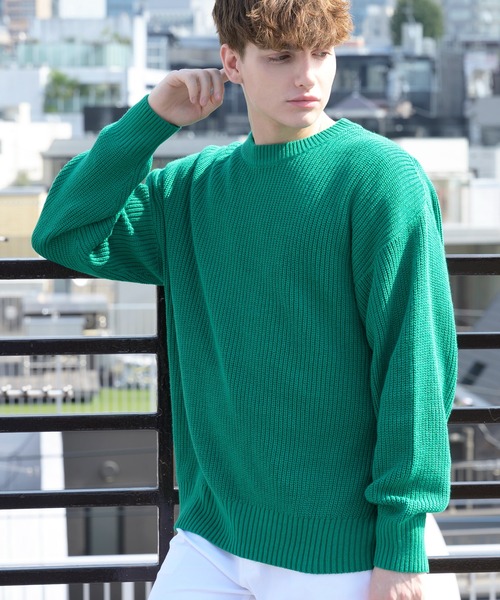 ８(eight)（エイト）の「畦編みざっくりクルーニット（ニット/セーター・メンズ・ホワイト/ライトグレー/ブラック/ダークブラウン/ネイビー/グレー系その他/ケリー/グレイッシュベージュ・X-LARGE/MEDIUM/LARGE）」の7枚目の写真