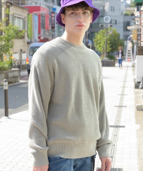 ８(eight)（エイト）の「畦編みざっくりクルーニット（ニット/セーター・メンズ・ホワイト/ライトグレー/ブラック/ダークブラウン/ネイビー/グレー系その他/ケリー/グレイッシュベージュ・X-LARGE/MEDIUM/LARGE）」の3枚目の写真