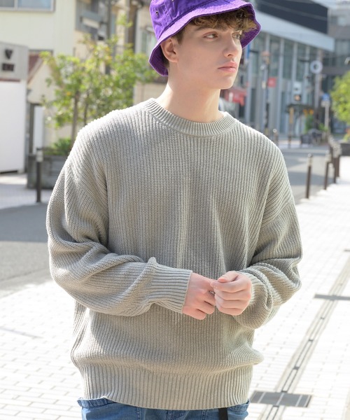 ８(eight)（エイト）の「畦編みざっくりクルーニット（ニット/セーター・メンズ・ホワイト/ライトグレー/ブラック/ダークブラウン/ネイビー/グレー系その他/ケリー/グレイッシュベージュ・X-LARGE/MEDIUM/LARGE）」の9枚目の写真