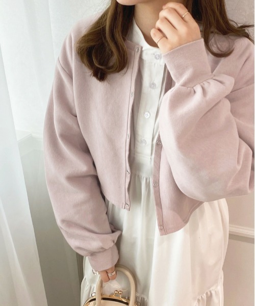 apres jour（アプレジュール）の「裏起毛ドットボタンカーディガン【ZOZOTOWN限定アイテム】（カーディガン/ボレロ・レディース・ラベンダー/ブルー系その他/ナチュラル/ダークグリーン/アイボリー・フリー/X-LARGE）」の5枚目の写真