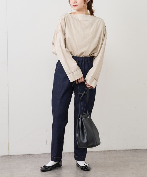 PUAL CE CIN(ピュアルセシン)の「JAPAN MADEデニムテーパードパンツ(デニムパンツ・レディース・ブラック/インディゴブルー・FREE)」の19枚目の写真