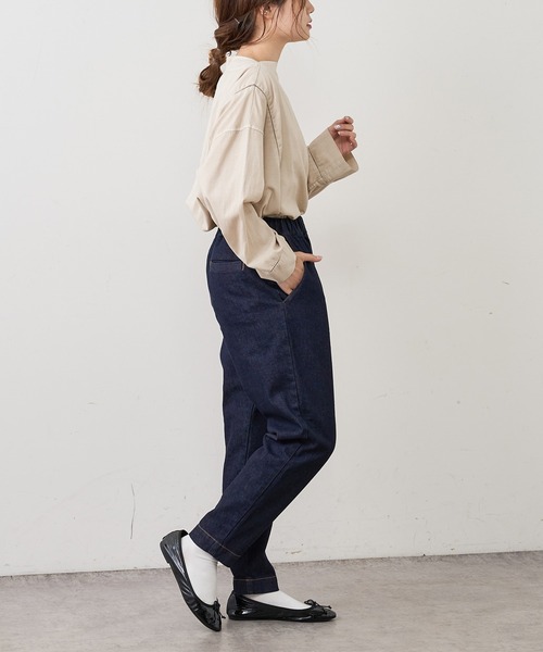 PUAL CE CIN(ピュアルセシン)の「JAPAN MADEデニムテーパードパンツ(デニムパンツ・レディース・ブラック/インディゴブルー・FREE)」の9枚目の写真