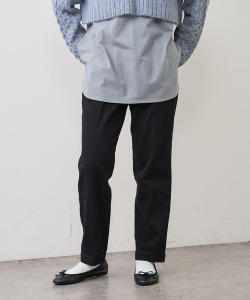 PUAL CE CIN(ピュアルセシン)の「JAPAN MADEデニムテーパードパンツ(デニムパンツ・レディース・ブラック/インディゴブルー・FREE)」の4枚目の写真