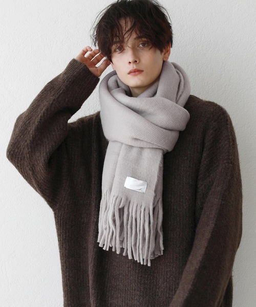 LILL(リル)の「シャギーモヘアタッチビッグマフラー(マフラー・メンズ・ブラック/ブルーグレー/モカ/チャコール/グレー系/ホワイト/ブラウン/グレー/ネイビー/チャコールグレー・FREE)」の15枚目の写真