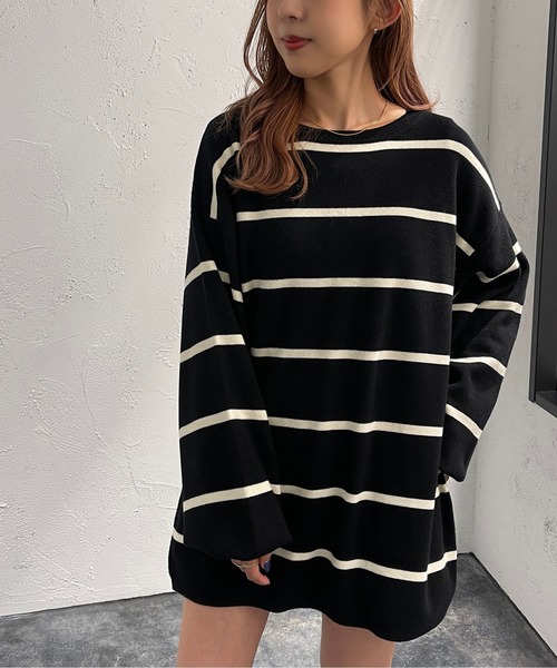 apres jour mignon(アプレジュールミニョン)の「ボーダーチュニック【ZOZOTOWN限定アイテム】(チュニック・レディース・パープル系その他/ブラック系その他/グリーン系その他・フリー/X-LARGE)」の12枚目の写真