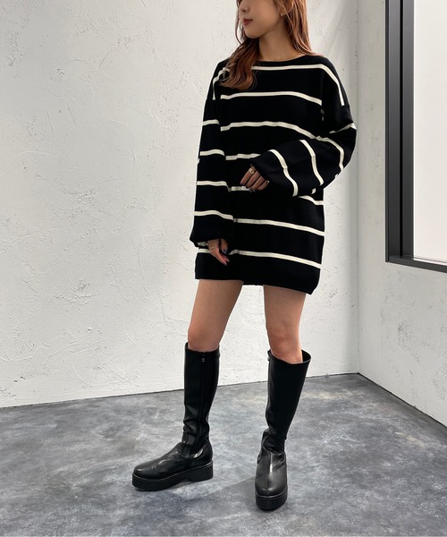 apres jour mignon(アプレジュールミニョン)の「ボーダーチュニック【ZOZOTOWN限定アイテム】(チュニック・レディース・パープル系その他/ブラック系その他/グリーン系その他・フリー/X-LARGE)」の16枚目の写真