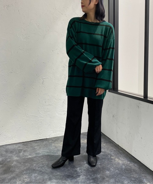 apres jour mignon(アプレジュールミニョン)の「ボーダーチュニック【ZOZOTOWN限定アイテム】(チュニック・レディース・パープル系その他/ブラック系その他/グリーン系その他・フリー/X-LARGE)」の4枚目の写真