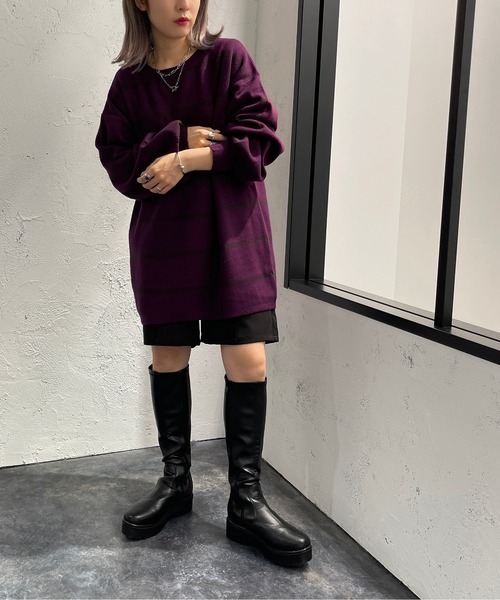 apres jour mignon(アプレジュールミニョン)の「ボーダーチュニック【ZOZOTOWN限定アイテム】(チュニック・レディース・パープル系その他/ブラック系その他/グリーン系その他・フリー/X-LARGE)」の9枚目の写真