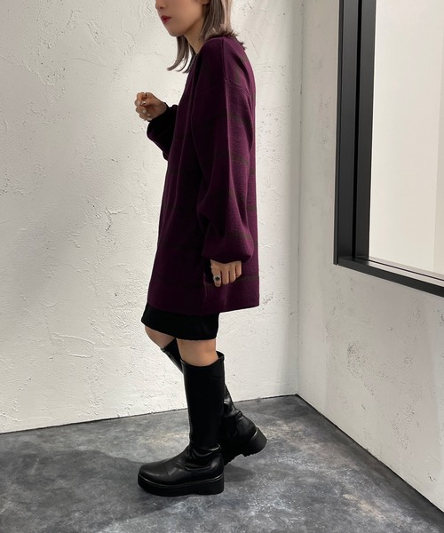 apres jour mignon(アプレジュールミニョン)の「ボーダーチュニック【ZOZOTOWN限定アイテム】(チュニック・レディース・パープル系その他/ブラック系その他/グリーン系その他・フリー/X-LARGE)」の10枚目の写真