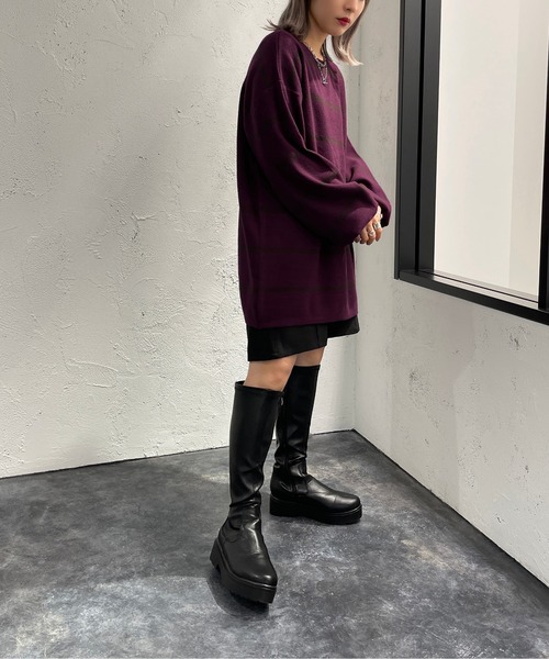 apres jour mignon(アプレジュールミニョン)の「ボーダーチュニック【ZOZOTOWN限定アイテム】(チュニック・レディース・パープル系その他/ブラック系その他/グリーン系その他・フリー/X-LARGE)」の11枚目の写真