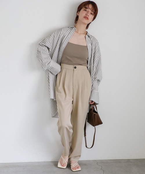 セール】シンプルデザインテーパードパンツ（スラックス）｜select