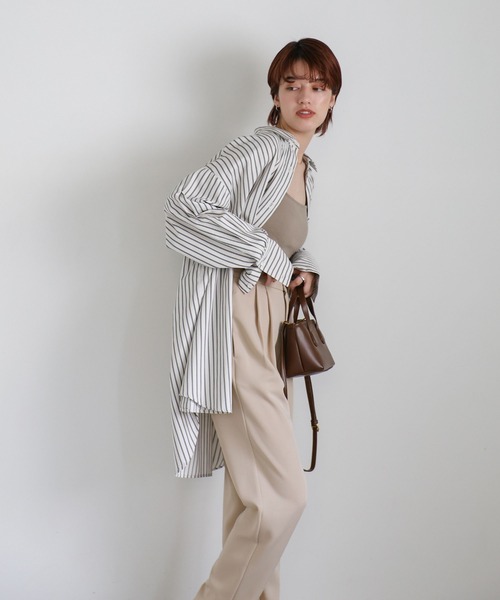 select MOCA(セレクトモカ)の「シンプルデザインテーパードパンツ(スラックス・レディース・ネイビー/イエロー/アイボリー/ブルーグリーン/ベージュ・FREE)」の16枚目の写真