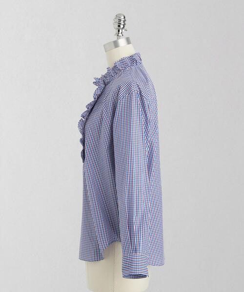 LOEFF◆SOKTAS社/コットンチェックフリルスタンドブラウス/FREE/コットン/8821-299-0045// LOEFF（ロエフ）の「＜LOEFF（ロエフ）＞コットン チェック