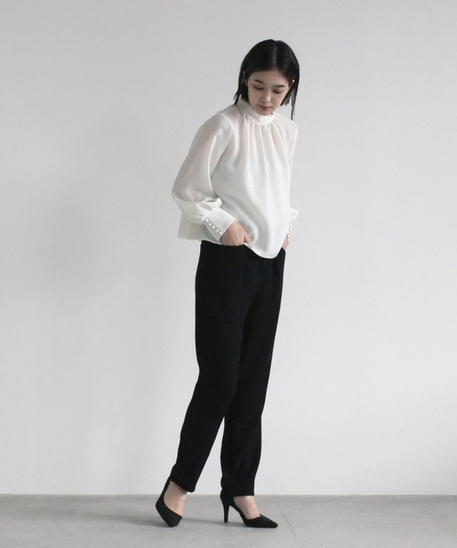 kaene（カエン）の「切り替えストレッチパンツ［ブラックフォーマル・セットアップ対応］（スラックス・レディース・ブラック・40/38/36/34）」の14枚目の写真