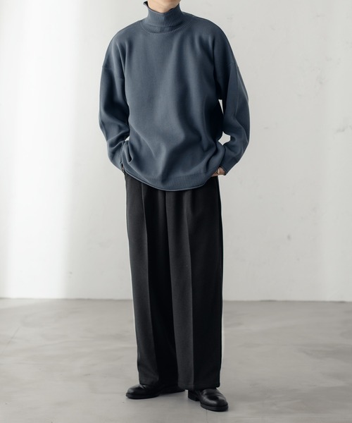 epnok(エプノック)の「ヘリンボーンワイドストレートパンツ(スラックス・メンズ・ブラック/ベージュ・SMALL/MEDIUM/LARGE)」の4枚目の写真