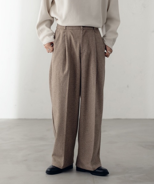 epnok(エプノック)の「ヘリンボーンワイドストレートパンツ(スラックス・メンズ・ブラック/ベージュ・SMALL/MEDIUM/LARGE)」の13枚目の写真