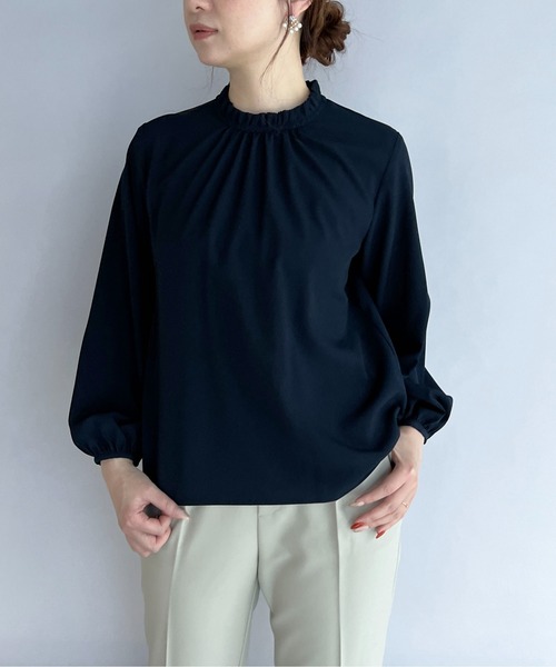 PICCIN（ピッチン）の「衿フリルギャザーブラウス（シャツ/ブラウス・レディース・ライトグレー/ネイビー/オフホワイト・M）」の13枚目の写真