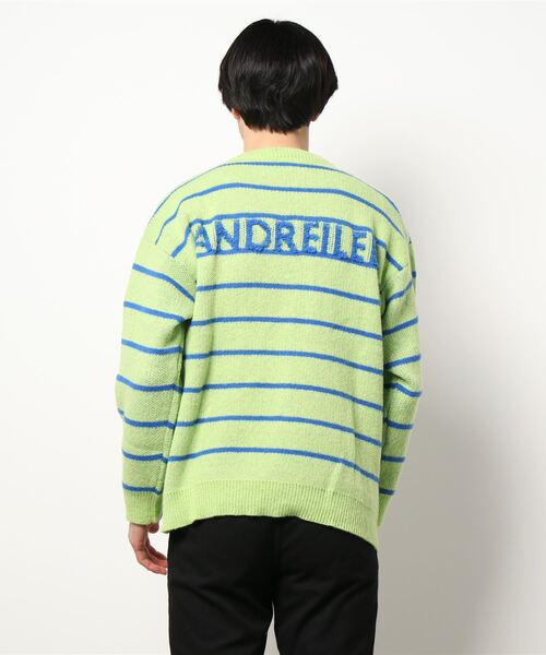 新品タグ付 muta MARINE ニット セーター ハート刺繍 ネイビー L HOOK】「溶けたハート」刺繍ボーダーニットセーター（ニット/セーター