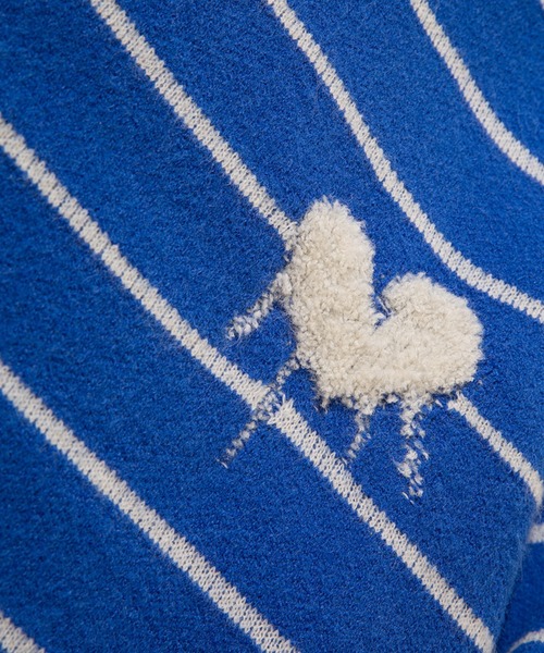 セール】【HOOK】「溶けたハート」刺繍ボーダーニットセーター