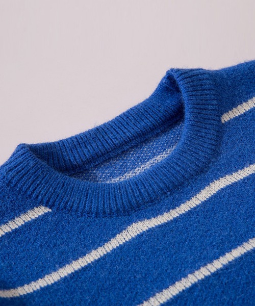 aimoha｜HOOK/(U)【HOOK】「溶けたハート」刺繍ボーダーニット