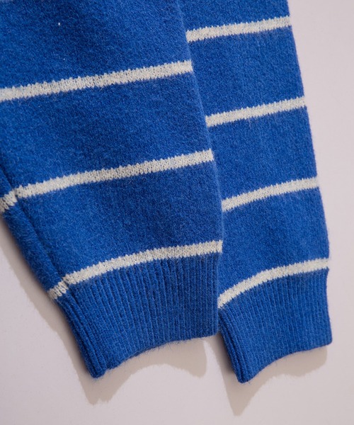 セール】【HOOK】「溶けたハート」刺繍ボーダーニットセーター