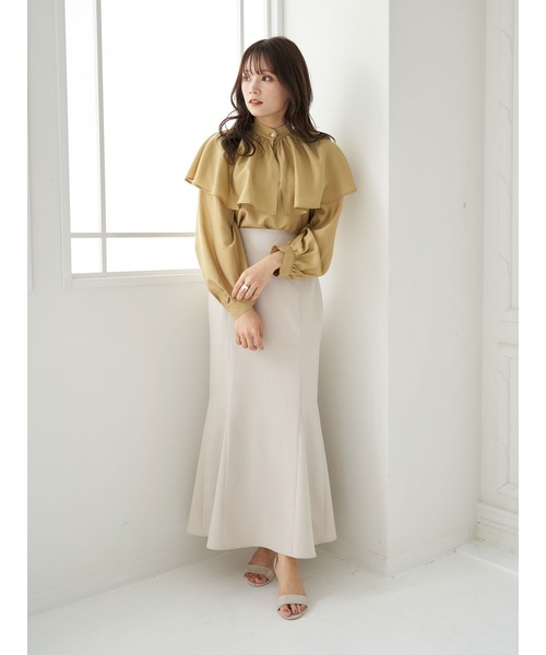 スカート haruka HARUKA DESIGN】ギャザー切り替えスカート ｜ ロング スカート