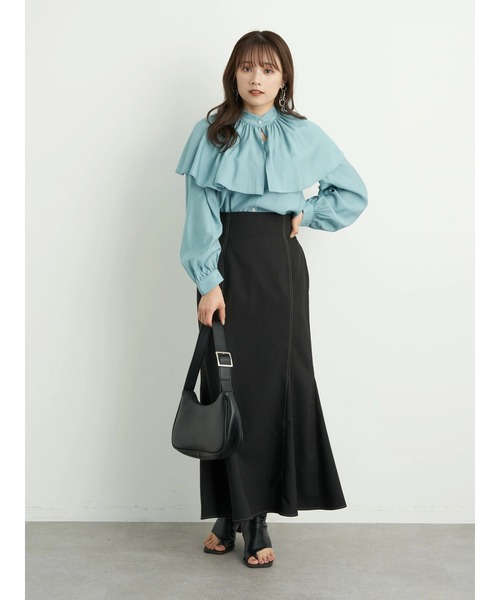 スカート haruka HARUKA DESIGN】ギャザー切り替えスカート ｜ ロング スカート