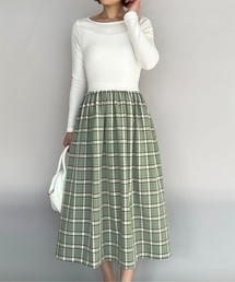 PICCIN | バックリボン異素材ドッキングワンピース(ワンピース)