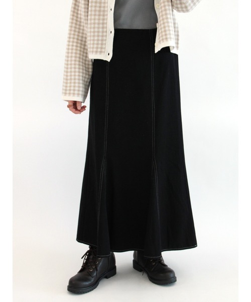 ehka sopo（エヘカソポ）の「配色ステッチマーメイドスカート（スカート・レディース・ブラック/ベージュ/チャコール・ﾌﾘ-）」の2枚目の写真