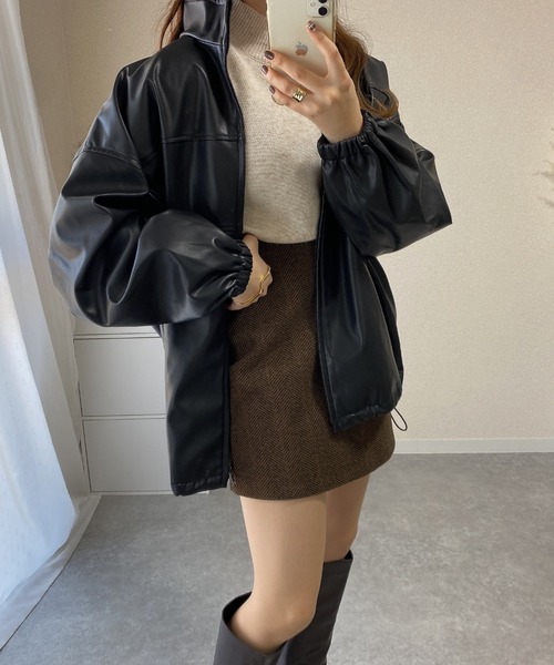 ABITOKYO(アビトーキョー)の「合皮スタンドカラーブルゾン(ブルゾン・レディース・ブラック・FREE)」の21枚目の写真