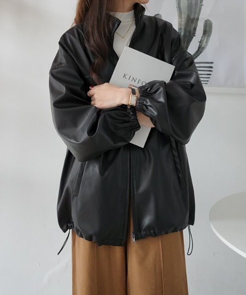ABITOKYO(アビトーキョー)の「合皮スタンドカラーブルゾン(ブルゾン・レディース・ブラック・FREE)」の16枚目の写真