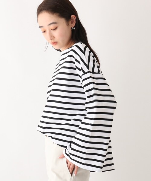 OPAQUE.CLIP（オペークドットクリップ）の「◆【OC】オーガニックコットン度詰天竺 ワイドボーダーカットソー（Tシャツ/カットソー・レディース・ブルー系2/ホワイト系その他3・38/36）」の13枚目の写真