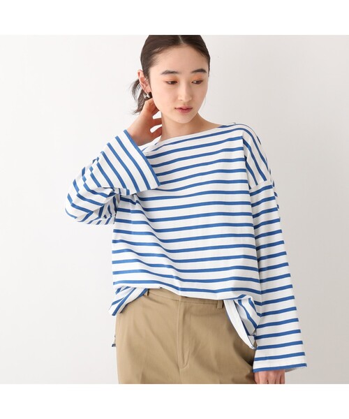 OPAQUE.CLIP（オペークドットクリップ）の「◆【OC】オーガニックコットン度詰天竺 ワイドボーダーカットソー（Tシャツ/カットソー・レディース・ブルー系2/ホワイト系その他3・38/36）」の22枚目の写真