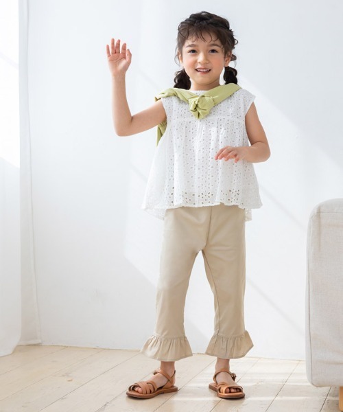 kidsヘムフレアカプリパンツ