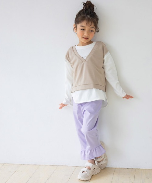 kidsヘムフレアカプリパンツ