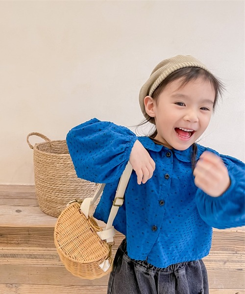 aimoha(アイモハ)の「aimoha-KIDS- ドット柄パフスリーブ姫ブラウス(シャツ/ブラウス・キッズ・ブルー/ベージュ・120/100/80/110/90/130)」の9枚目の写真