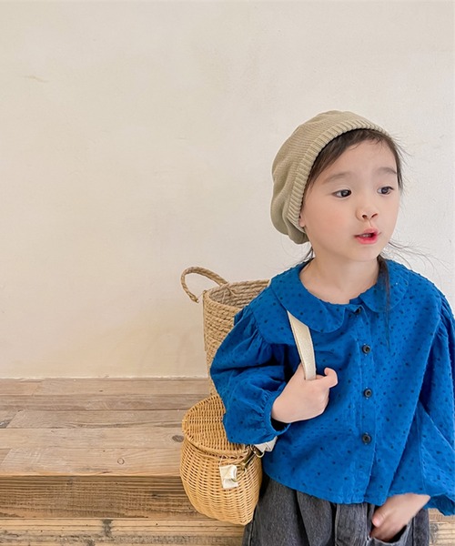 aimoha(アイモハ)の「aimoha-KIDS- ドット柄パフスリーブ姫ブラウス(シャツ/ブラウス・キッズ・ブルー/ベージュ・120/100/80/110/90/130)」の11枚目の写真