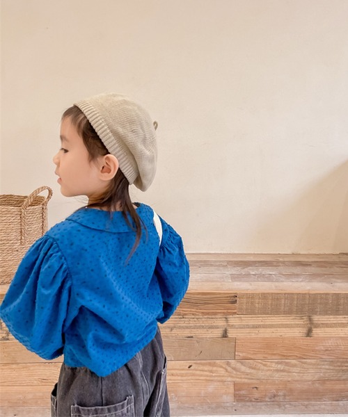 aimoha(アイモハ)の「aimoha-KIDS- ドット柄パフスリーブ姫ブラウス(シャツ/ブラウス・キッズ・ブルー/ベージュ・120/100/80/110/90/130)」の12枚目の写真