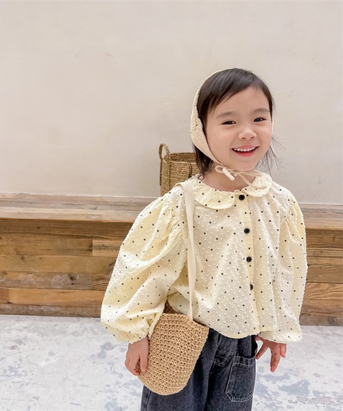 aimoha(アイモハ)の「aimoha-KIDS- ドット柄パフスリーブ姫ブラウス(シャツ/ブラウス・キッズ・ブルー/ベージュ・120/100/80/110/90/130)」の16枚目の写真