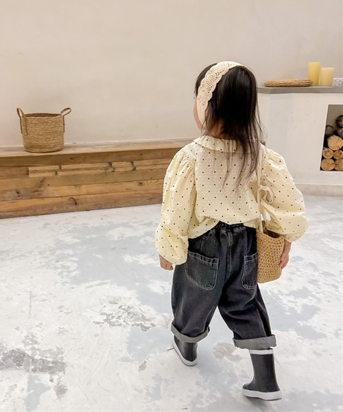 aimoha(アイモハ)の「aimoha-KIDS- ドット柄パフスリーブ姫ブラウス(シャツ/ブラウス・キッズ・ブルー/ベージュ・120/100/80/110/90/130)」の19枚目の写真