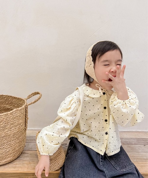 aimoha(アイモハ)の「aimoha-KIDS- ドット柄パフスリーブ姫ブラウス(シャツ/ブラウス・キッズ・ブルー/ベージュ・120/100/80/110/90/130)」の20枚目の写真