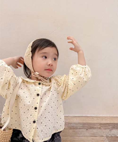aimoha(アイモハ)の「aimoha-KIDS- ドット柄パフスリーブ姫ブラウス(シャツ/ブラウス・キッズ・ブルー/ベージュ・120/100/80/110/90/130)」の21枚目の写真