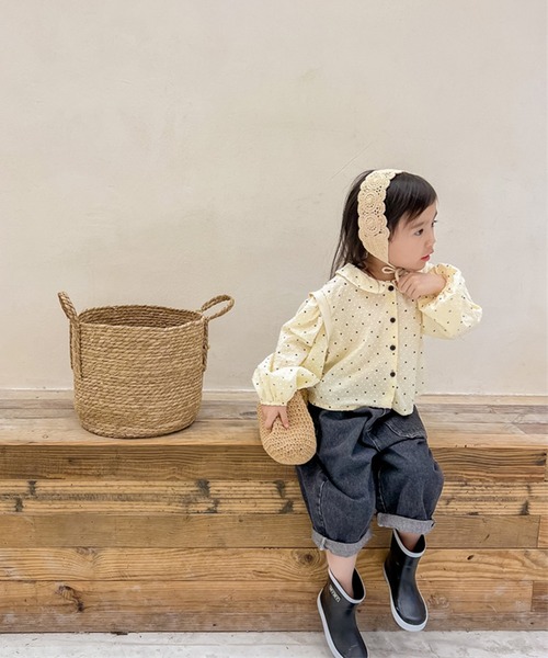 aimoha(アイモハ)の「aimoha-KIDS- ドット柄パフスリーブ姫ブラウス(シャツ/ブラウス・キッズ・ブルー/ベージュ・120/100/80/110/90/130)」の22枚目の写真