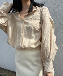 SHENERY | バンドカラーストライプチュニックシャツ(シャツ/ブラウス)