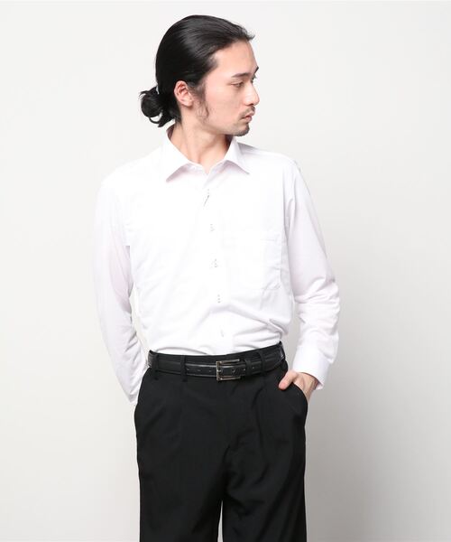 Perfect Suit FActory(パーフェクトスーツファクトリー)の「【完全ノーアイロン】長袖アイシャツ スタンダード ホワイト(ビジネスシャツ・メンズ・ホワイト・首回り41cm-裄丈84cm/首回り39cm-裄丈82cm/首回り41cm-裄丈82cm/首回り45cm-裄丈86cm/首回り39cm-裄丈80cm/首回り43cm-裄丈86cm/首回り37cm-裄丈80cm)」の2枚目の写真