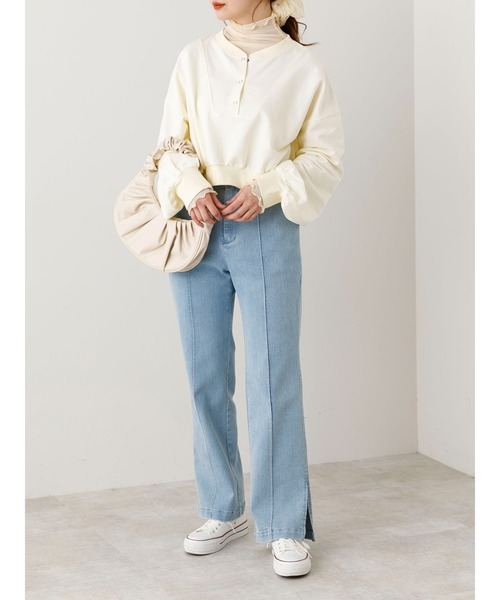 SLURR（スラ―）の「リングドットボタンスウェットプルオーバー（スウェット・レディース・ベージュ/チャコールグレー/アイボリー・FREE）」の6枚目の写真