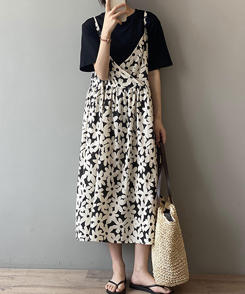 c.u.l（シーユーエル）の「【c.u.l:w】フラワーキャミソールワンピース culw187（ワンピース・レディース・ブラック・M/L）」の5枚目の写真