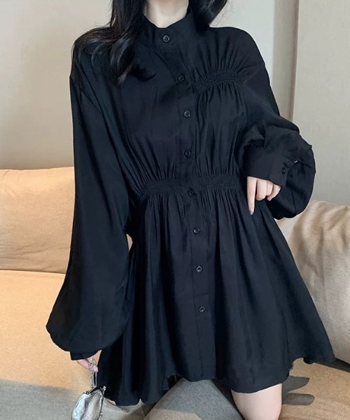 Wefst（ウェスト）の「【Wefst】パフスリーブワンピース（ワンピース・レディース・ブラック/ホワイト・FREE）」の6枚目の写真