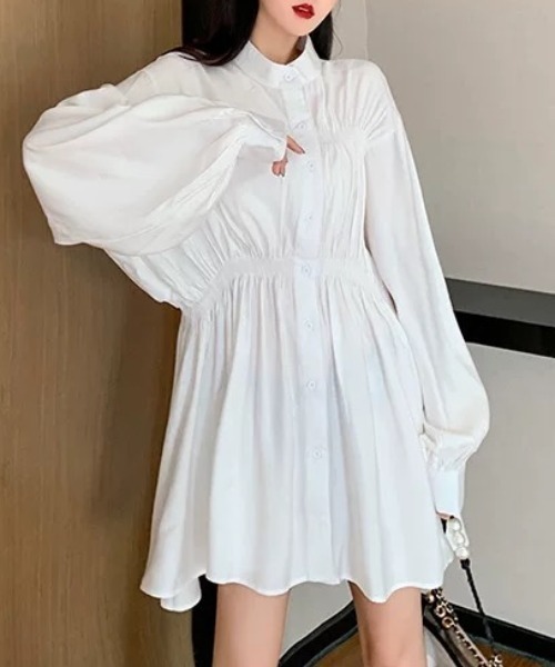 Wefst（ウェスト）の「【Wefst】パフスリーブワンピース（ワンピース・レディース・ブラック/ホワイト・FREE）」の21枚目の写真